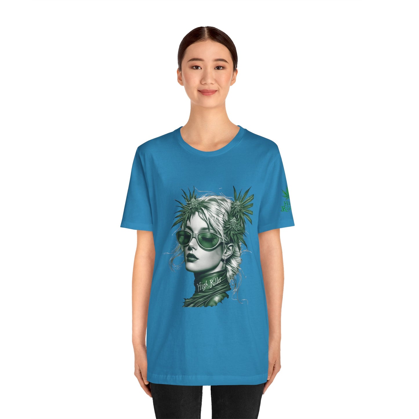 Green Queen T-Shirt - Premium Airlume Cotton Cannabis Crown Portrait Art Tee