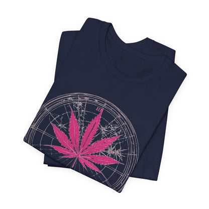 True North Tee - Premium Airlume Cotton Cannabis Culture Compass Navigation Art
