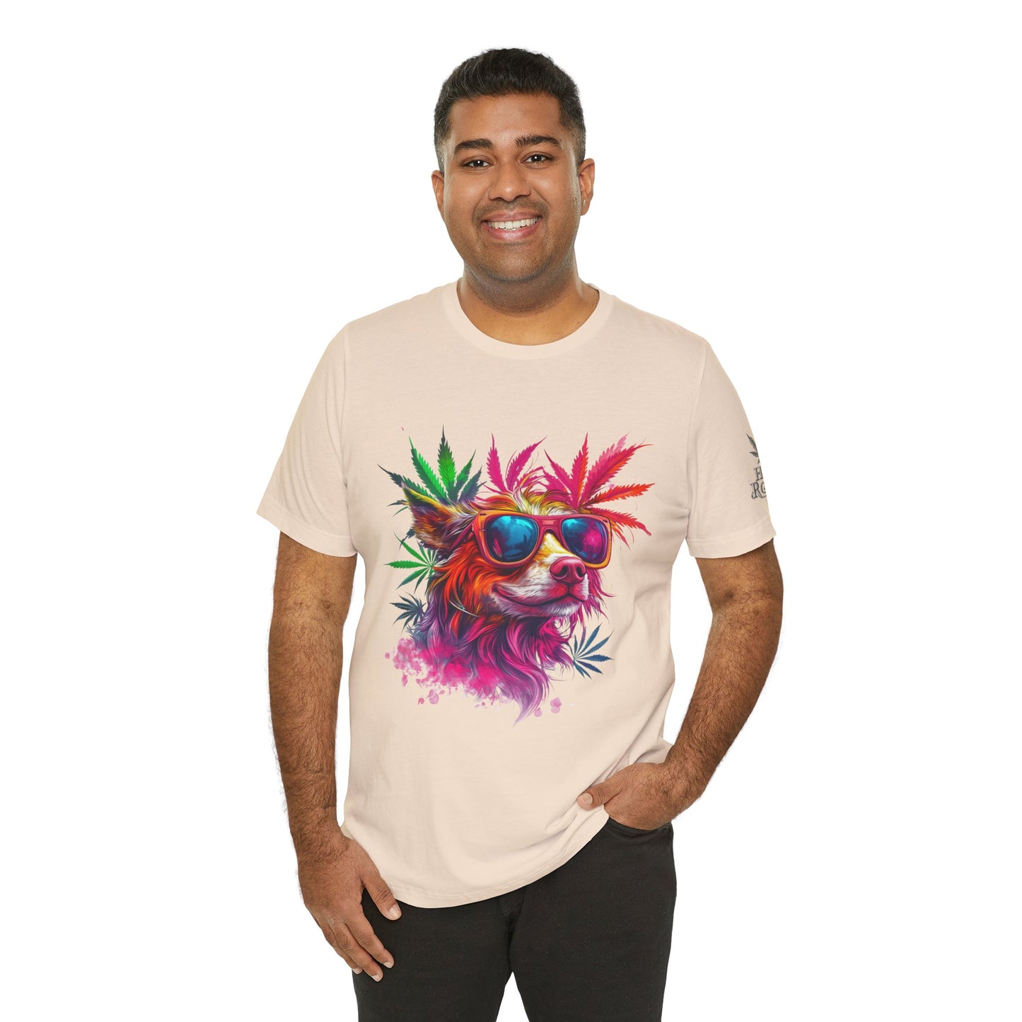 Spectrum Pup Tee - Premium Airlume Cotton Cannabis Culture Psychedelic Dog Art