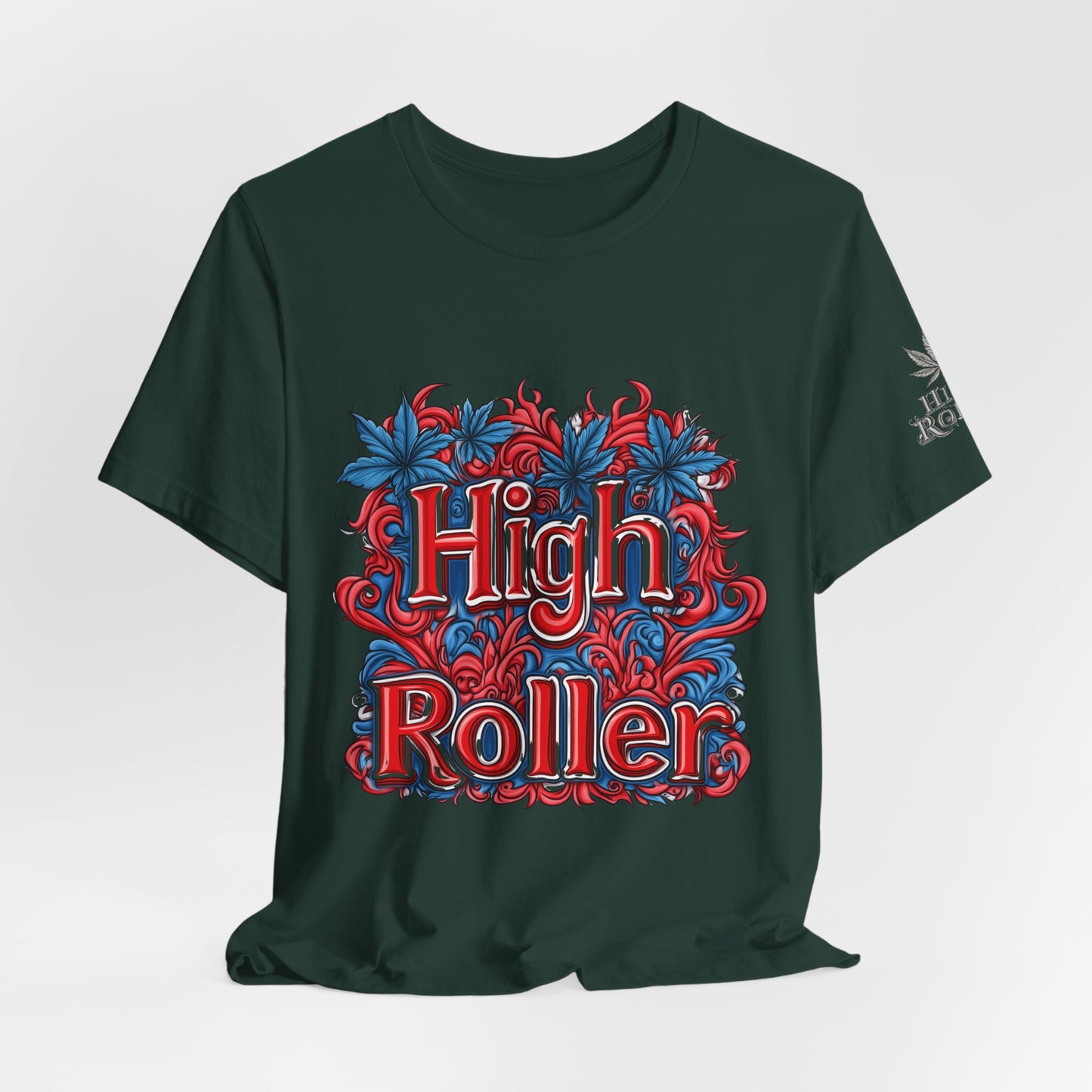 High Roller Ornate Logo Tee - Cannabis Typography Art Design | High Roller