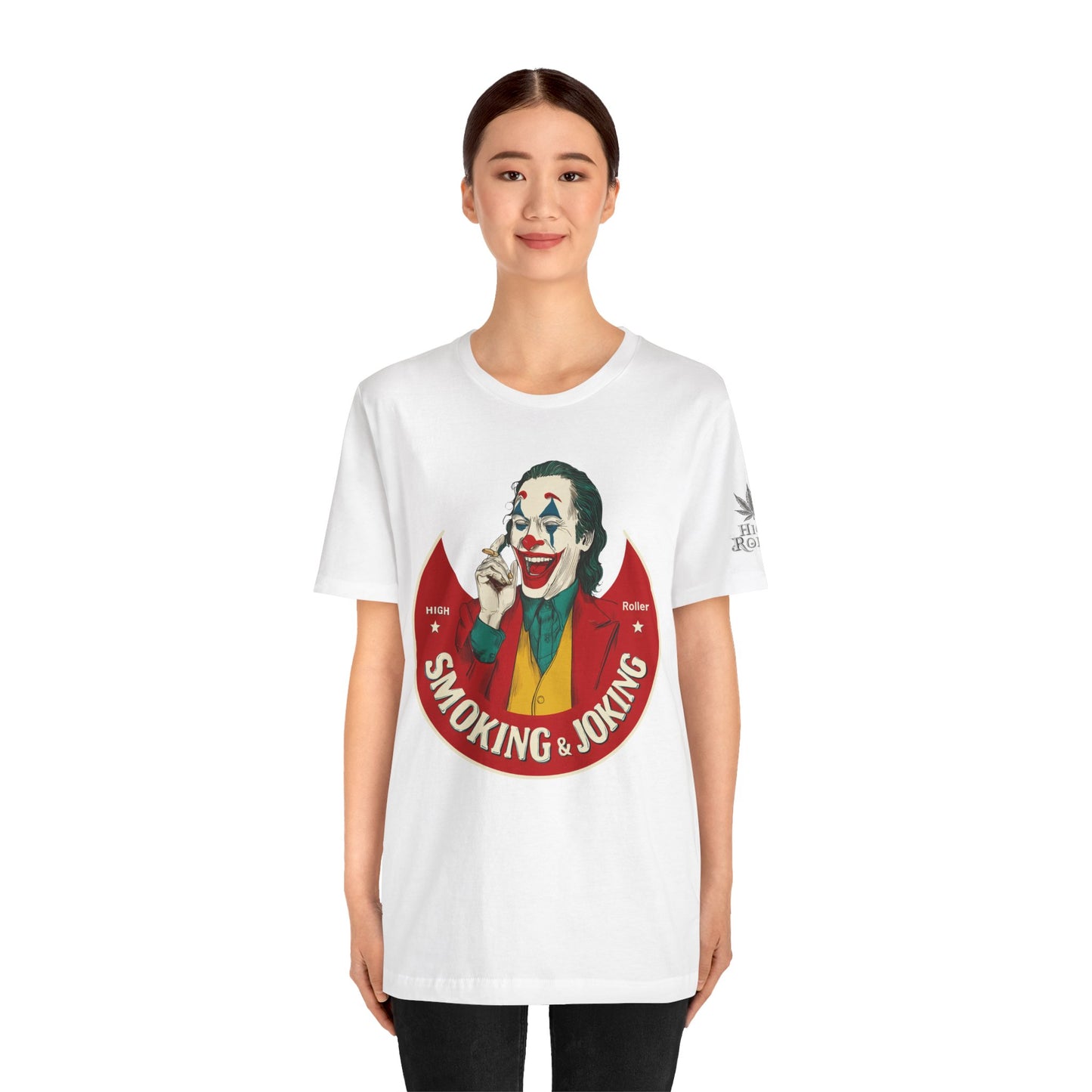 High Roller Villain T-Shirt - Premium Airlume Cotton Cannabis Joker Badge Art Tee