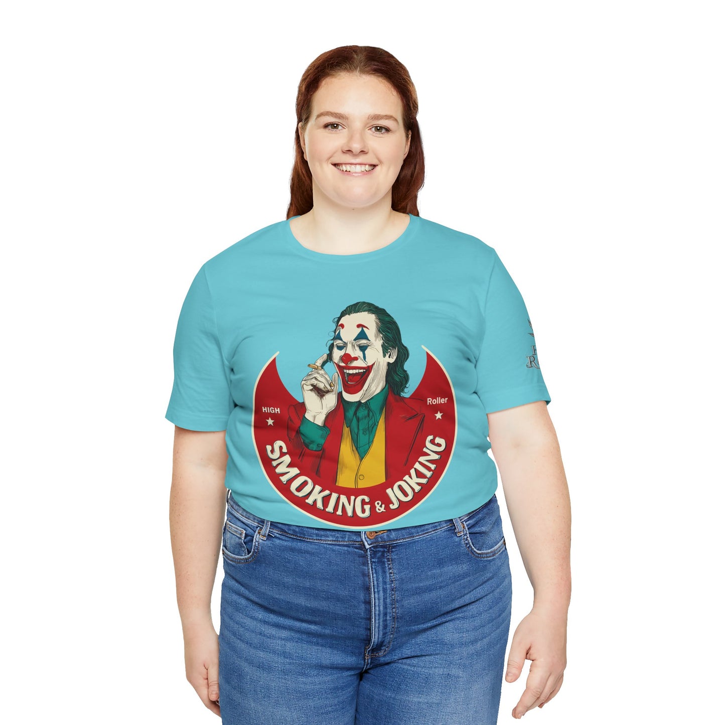 High Roller Villain T-Shirt - Premium Airlume Cotton Cannabis Joker Badge Art Tee