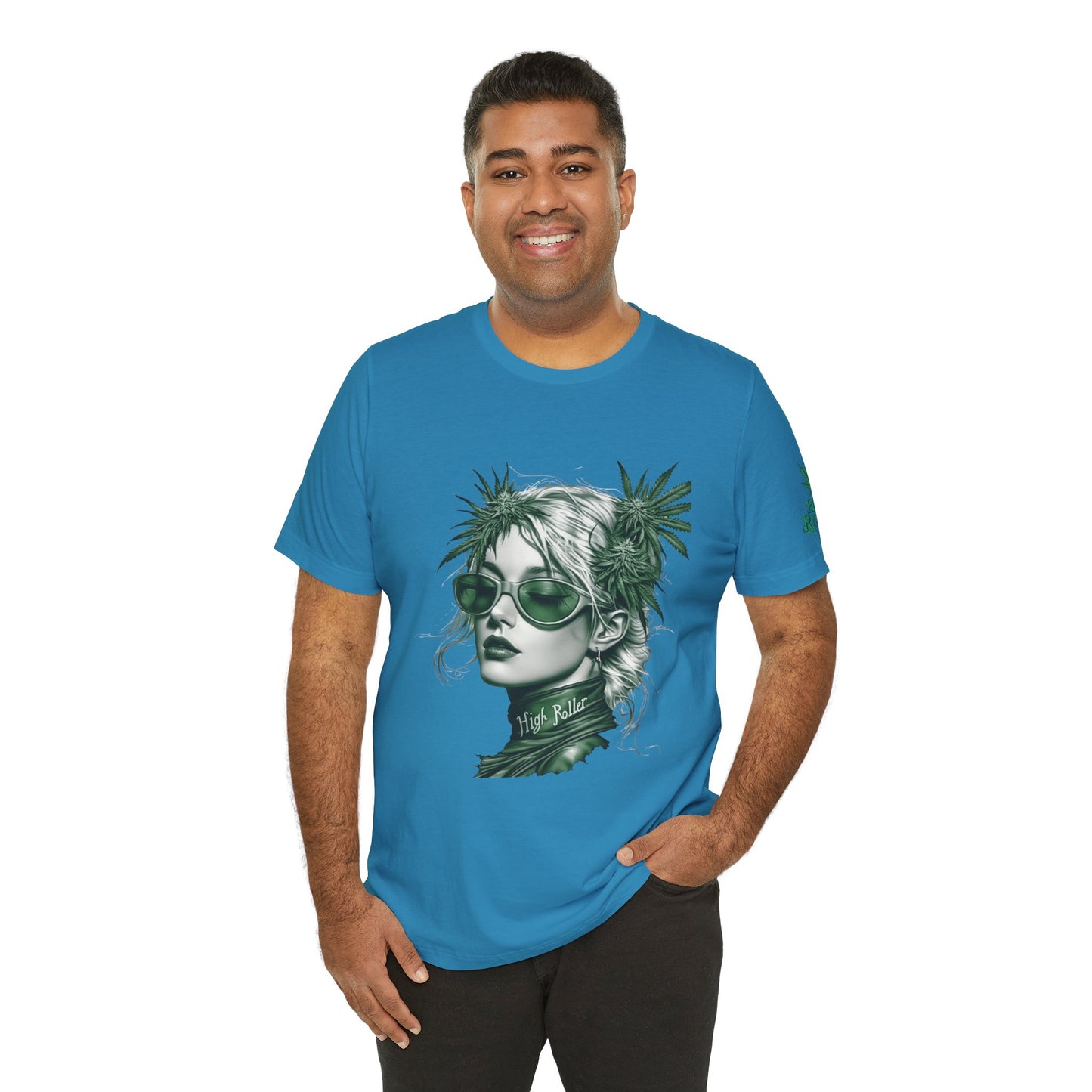 Green Queen T-Shirt - Premium Airlume Cotton Cannabis Crown Portrait Art Tee