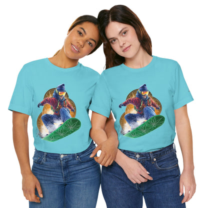 High Roller Snowboard Cannabis T-Shirt - Premium 420 Winter Sports Action Shred Mountain Lifestyle Apparel