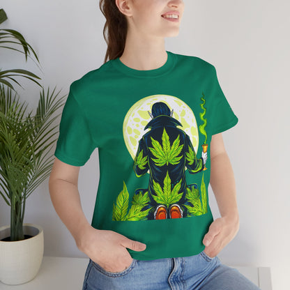 Luxury Gothic Cannabis Vampire T-Shirt - Premium Dark HIGH ROLLER Streetwear - Elevated Nocturnal 420 Fashion