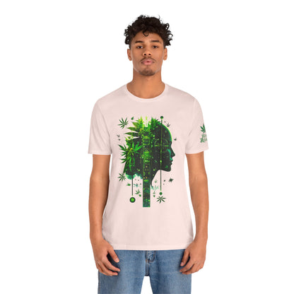 Digital Mind Tee - Premium Airlume Cotton Cannabis Culture Tech Art Matrix Design