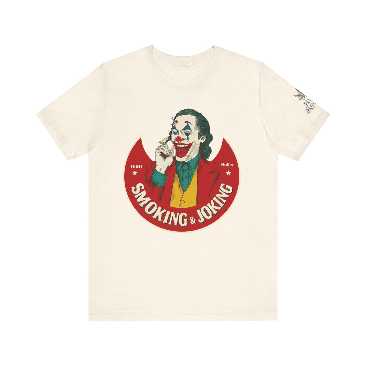 High Roller Villain T-Shirt - Premium Airlume Cotton Cannabis Joker Badge Art Tee