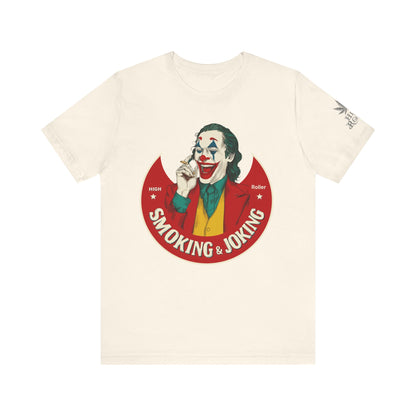 High Roller Villain T-Shirt - Premium Airlume Cotton Cannabis Joker Badge Art Tee