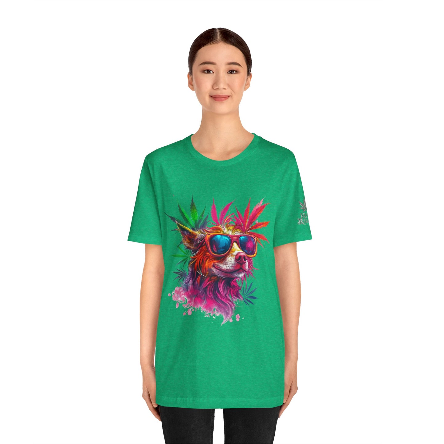 Spectrum Pup Tee - Premium Airlume Cotton Cannabis Culture Psychedelic Dog Art
