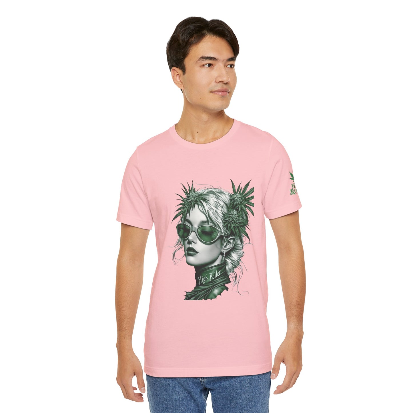 Green Queen T-Shirt - Premium Airlume Cotton Cannabis Crown Portrait Art Tee