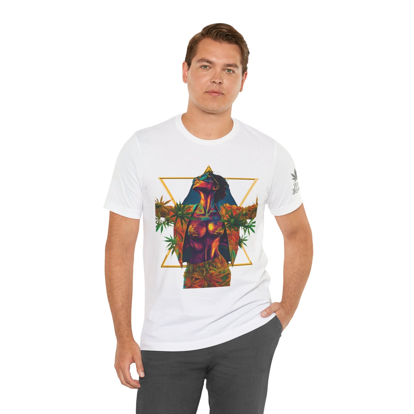 Sacred Geometry Cannabis Goddess Tee - Psychedelic Beauty Art Design | High Roller