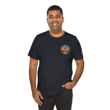 Cannabis Paradise Circle Tee - Tropical Sunset Art Design | High Roller