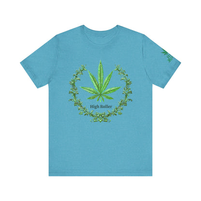 Cannabis Crest Wreath Tee - Botanical Elegance Art Design | High Roller