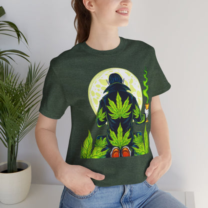 Luxury Gothic Cannabis Vampire T-Shirt - Premium Dark HIGH ROLLER Streetwear - Elevated Nocturnal 420 Fashion