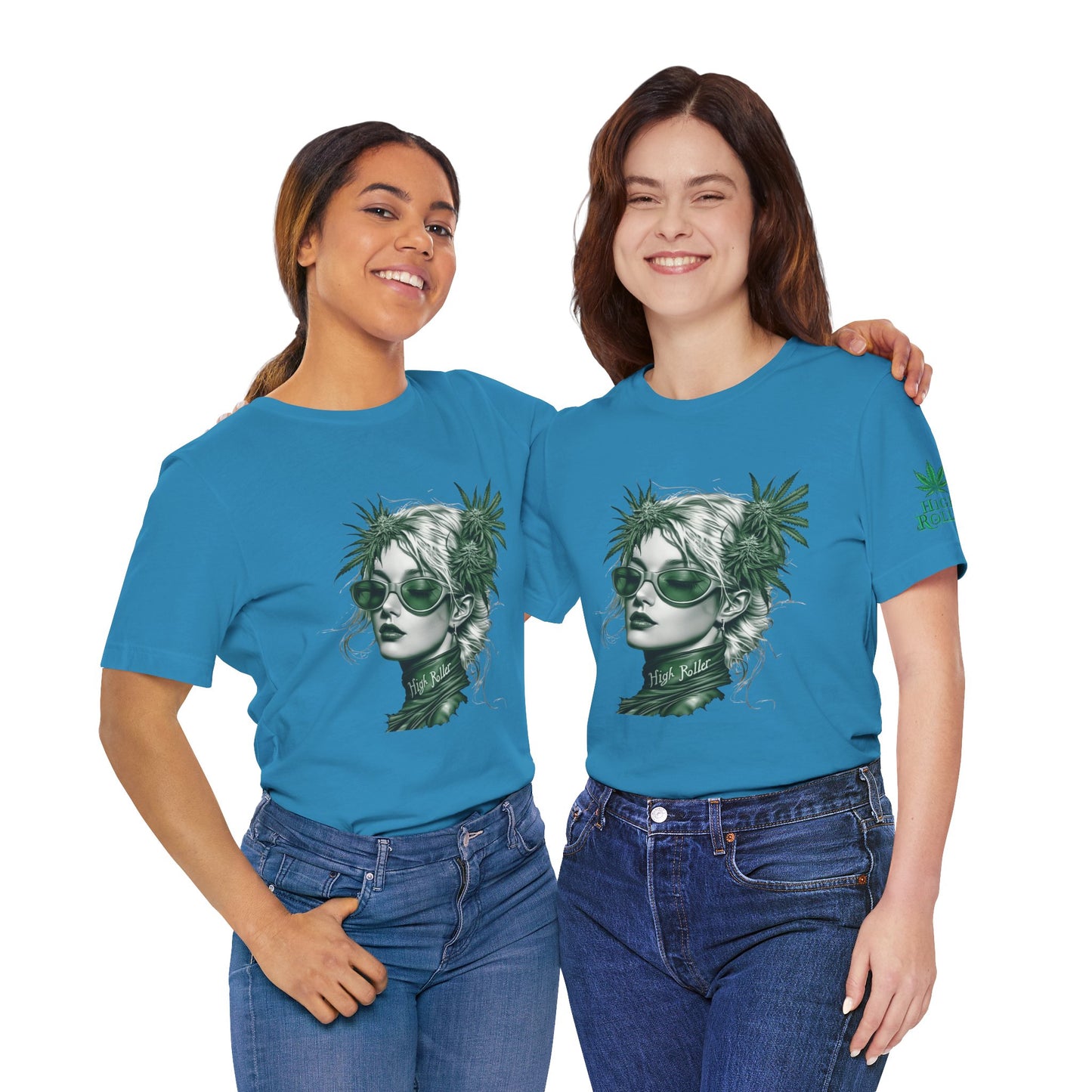 Green Queen T-Shirt - Premium Airlume Cotton Cannabis Crown Portrait Art Tee