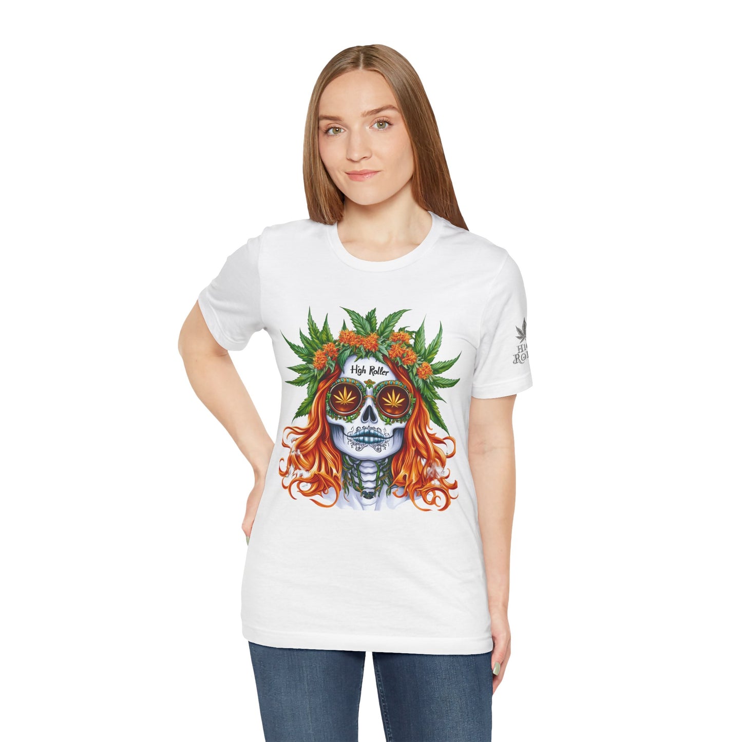 Sugar Skull Cannabis Tee - Day of Dead Art Design | High Roller