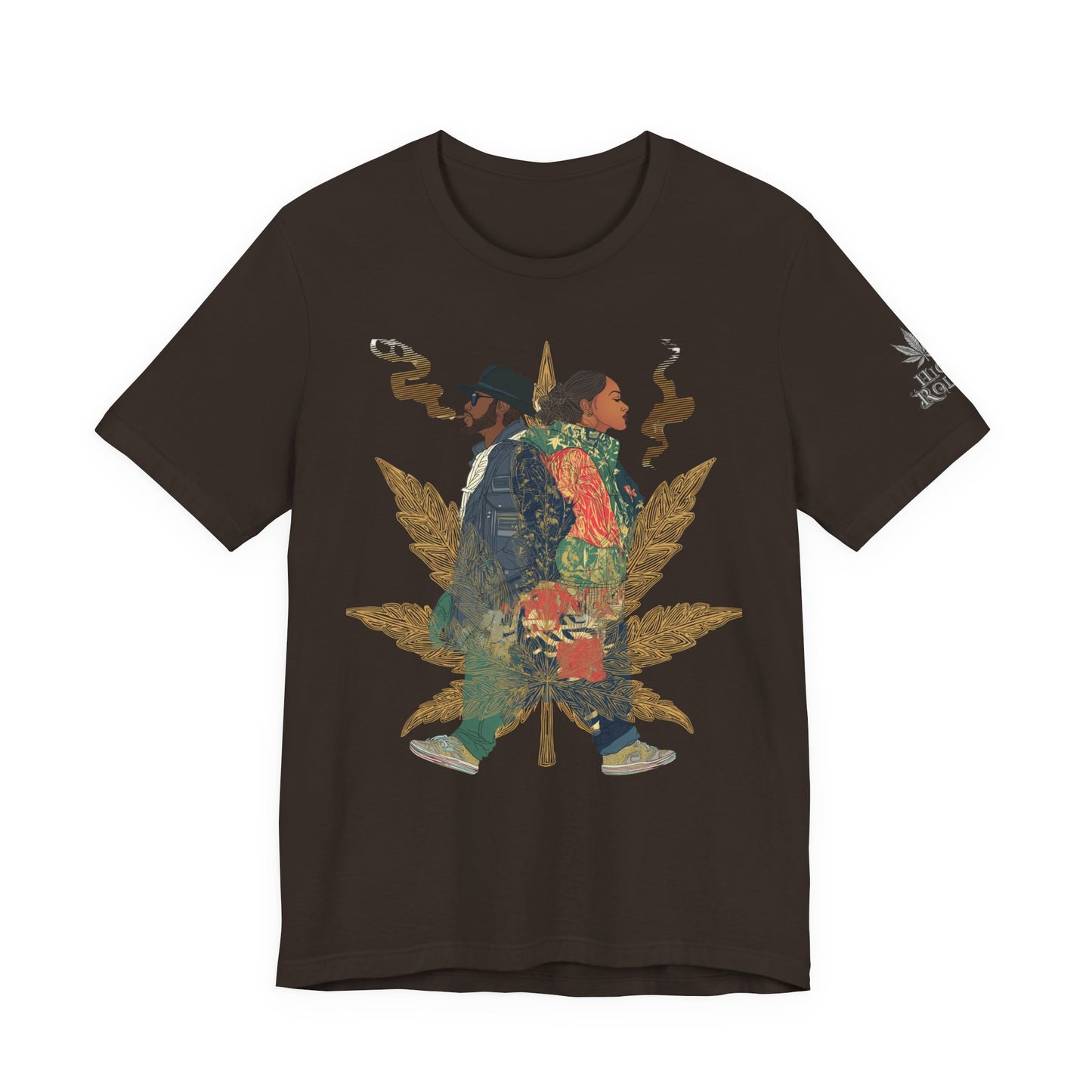 High Roller Back to Back Cannabis T-Shirt - Premium 420 Hip-Hop Duo Golden Leaf Street Culture Partnership Unity Apparel