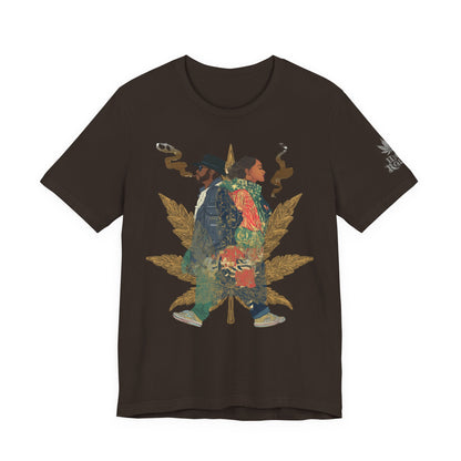 High Roller Back to Back Cannabis T-Shirt - Premium 420 Hip-Hop Duo Golden Leaf Street Culture Partnership Unity Apparel
