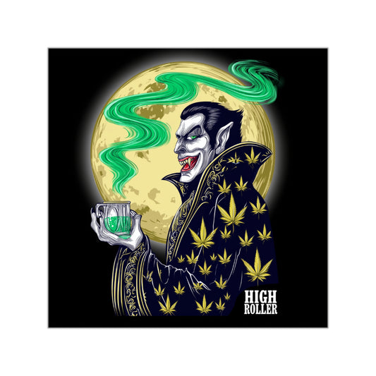 Vampire Count Cannabis Halloween Moon Sticker - Premium Dracula HIGH ROLLER Goblet 420 Vinyl Decal