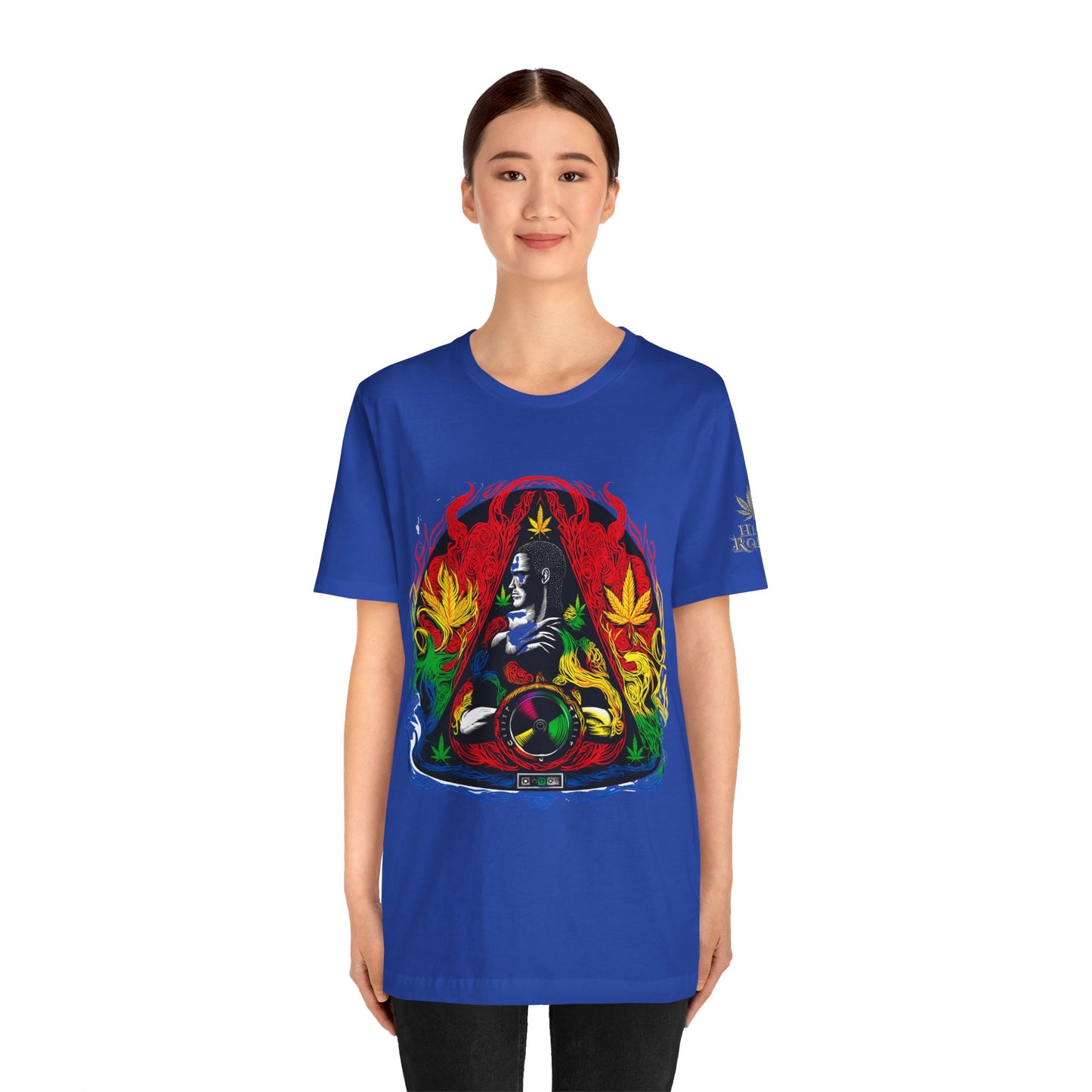 High Roller Sacred Buddha Cannabis T-Shirt - Premium 420 Spiritual Meditation Enlightenment Botanical Artistry Apparel