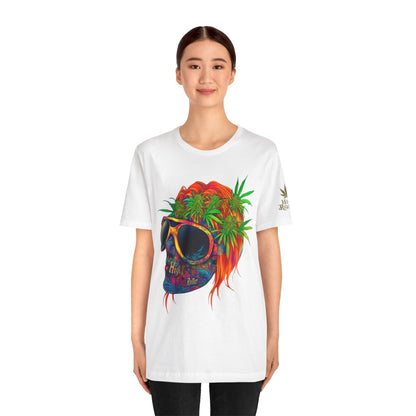 Psychedelic Skull Tee - Premium Airlume Cotton Cannabis Culture Rainbow Skull Art