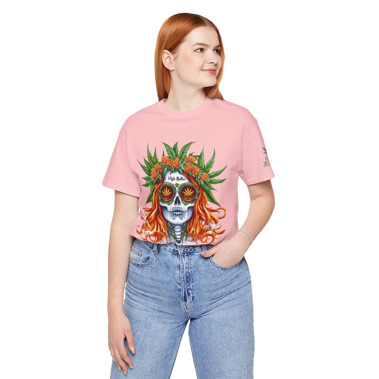 Sugar Skull Goddess Tee - Premium Airlume Cotton Cannabis Culture Day of Dead Art