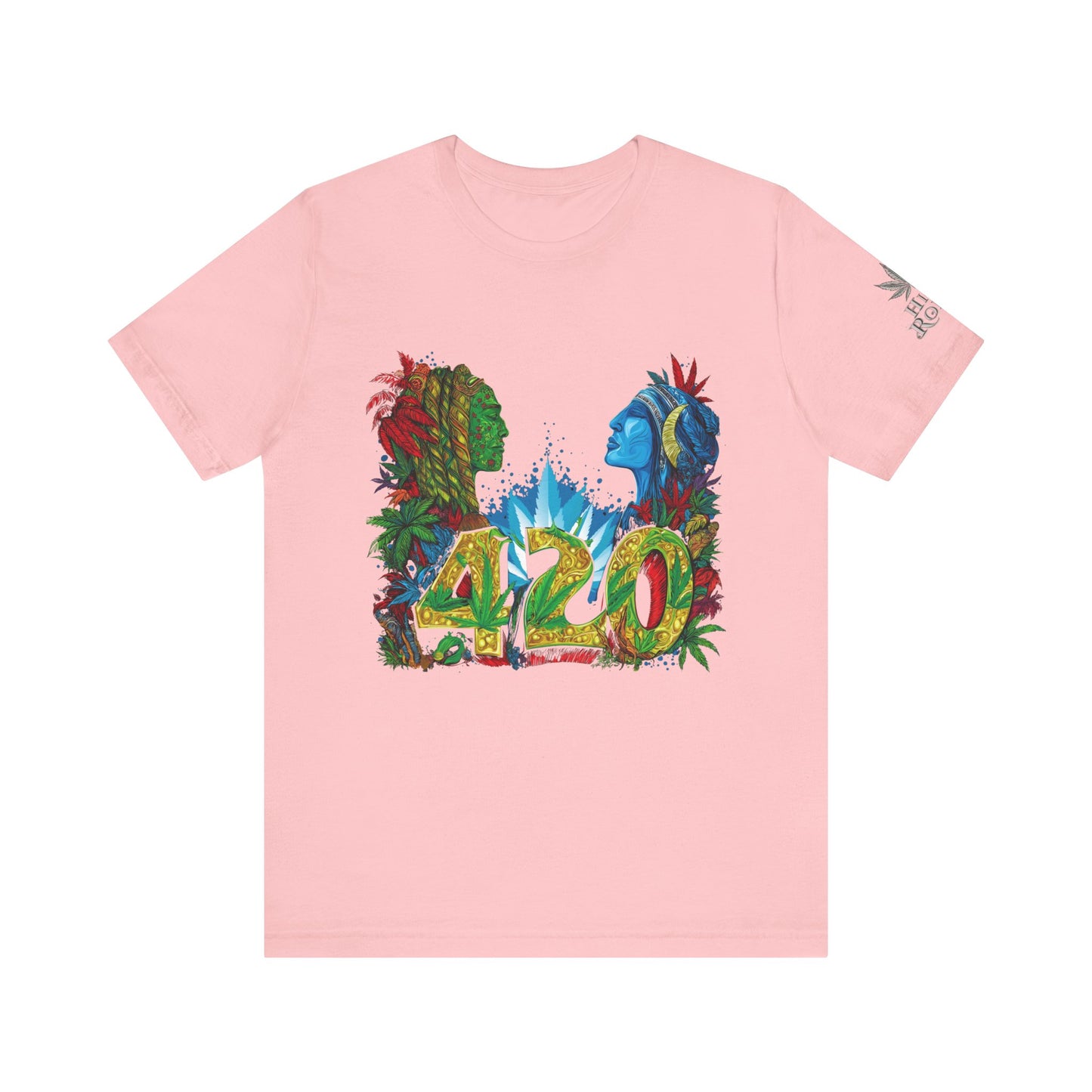 420 Celebration Premium Cannabis Culture T-Shirt - Dual Profile Art With Nature Elements And Bold 420 Typography