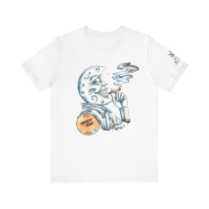 Midnight Toker Moon Tee - Celestial Cannabis Art Design | High Roller