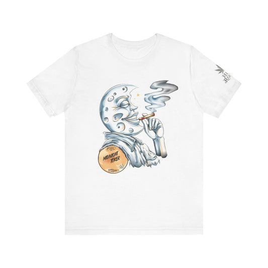 Midnight Toker Moon Tee - Celestial Cannabis Art Design | High Roller