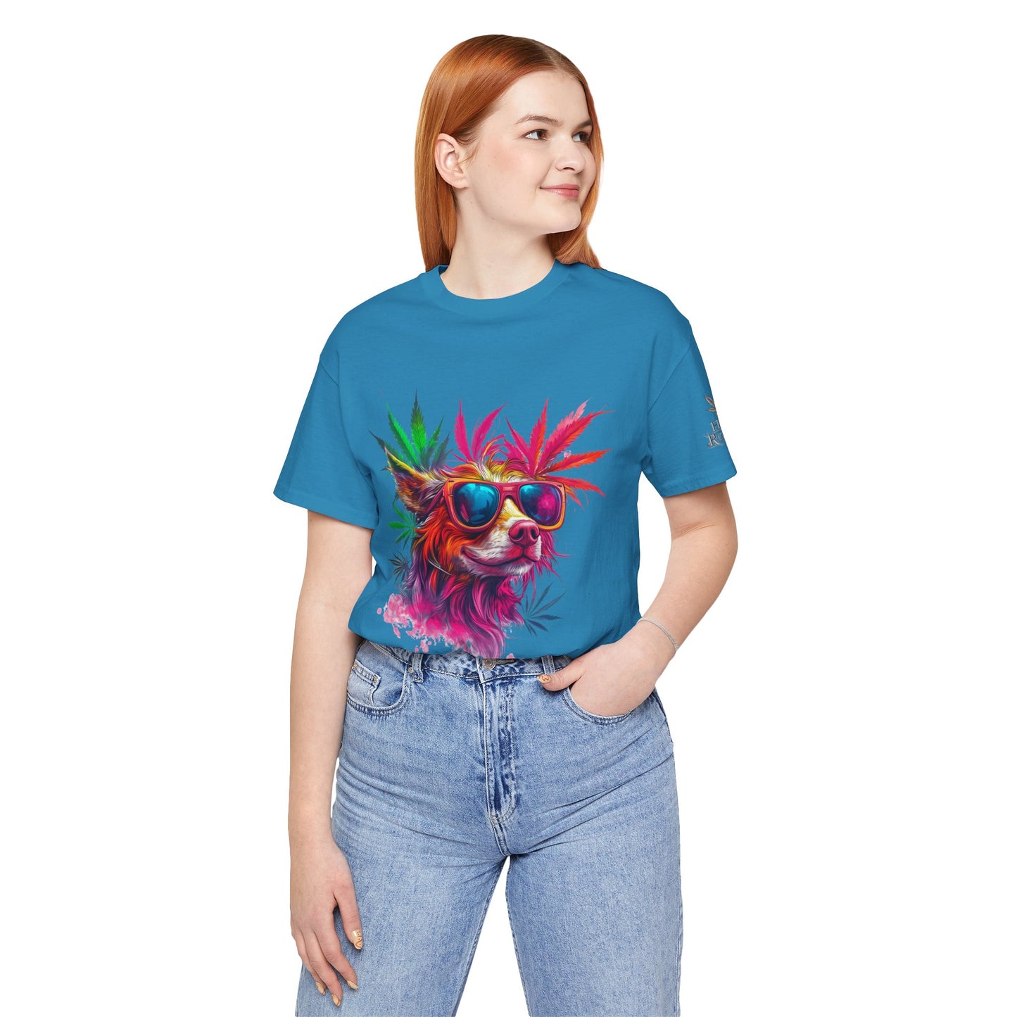 Spectrum Pup Tee - Premium Airlume Cotton Cannabis Culture Psychedelic Dog Art