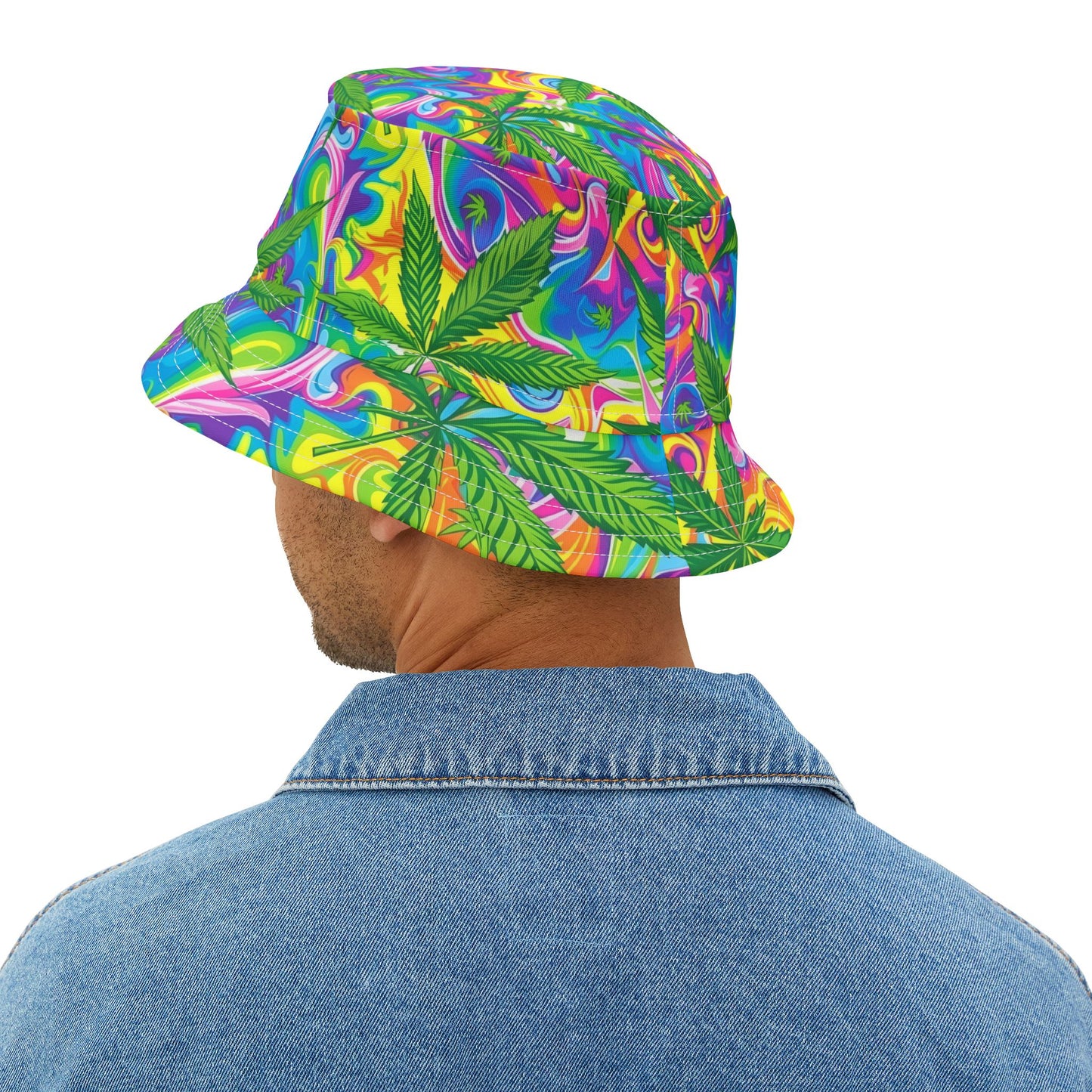 "HIGH ROLLER" Psychedelic Rainbow Swirl Bucket Hat