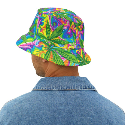 "HIGH ROLLER" Psychedelic Rainbow Swirl Bucket Hat