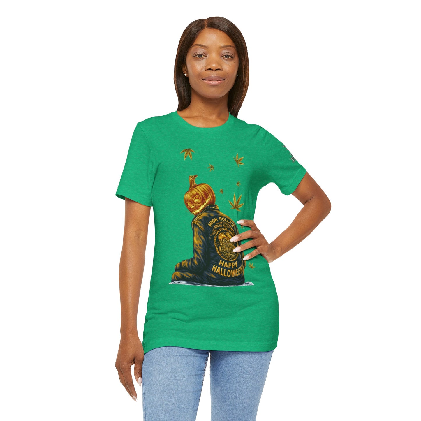 Pumpkin Head HIGH ROLLER Halloween T-Shirt - Premium Cannabis Culture Apparel