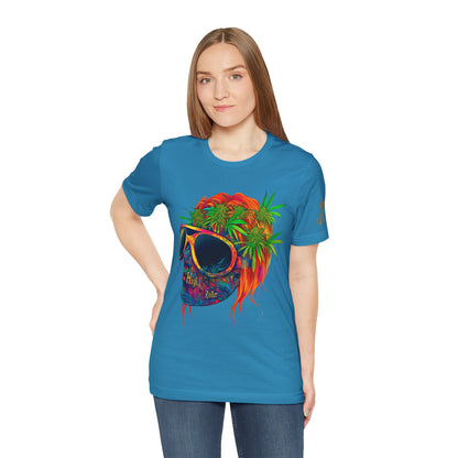 Tropical Cannabis Skull Tee - Paradise Vibes Art Design | High Roller