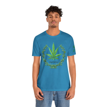 Cannabis Crest Wreath Tee - Botanical Elegance Art Design | High Roller