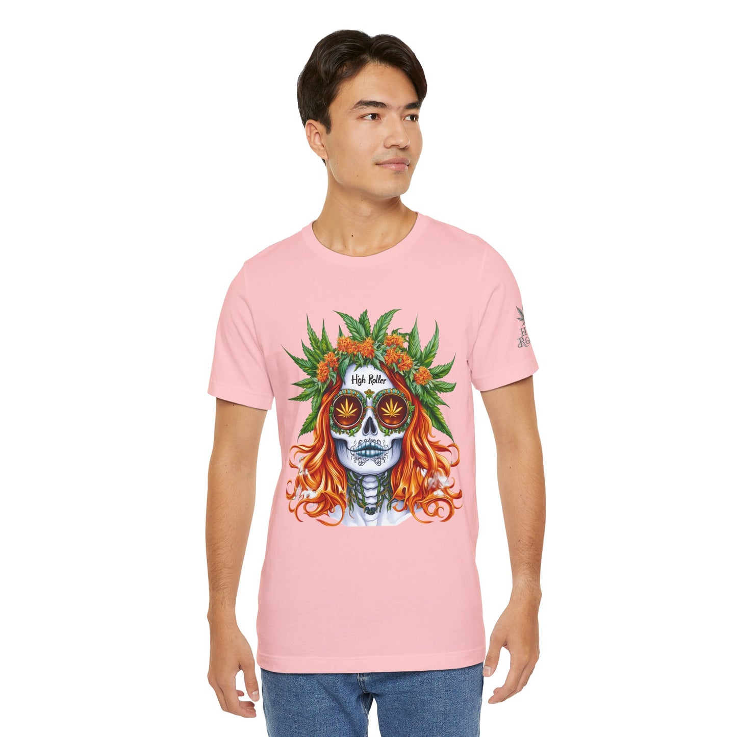 Sugar Skull Cannabis Tee - Day of Dead Art Design | High Roller