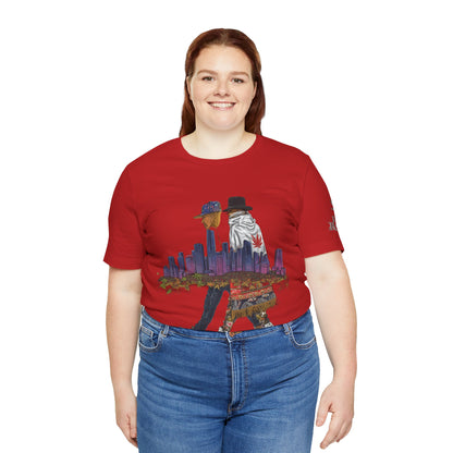 High Roller Urban Legends Cannabis T-Shirt - Premium 420 City Skyline Street Culture Double Exposure Apparel