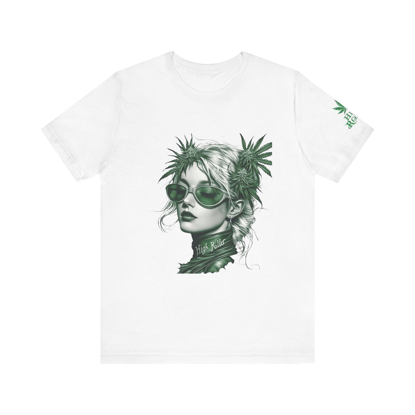 Green Queen T-Shirt - Premium Airlume Cotton Cannabis Crown Portrait Art Tee