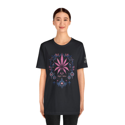 Bohemian Cannabis Mandala Tee - Floral Folk Art Design | High Roller