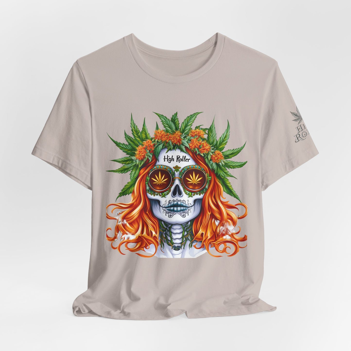 Sugar Skull Cannabis Tee - Day of Dead Art Design | High Roller