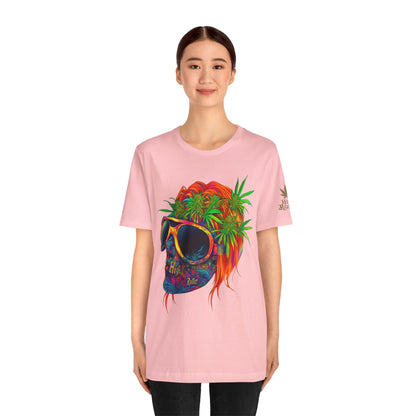 Psychedelic Skull Tee - Premium Airlume Cotton Cannabis Culture Rainbow Skull Art