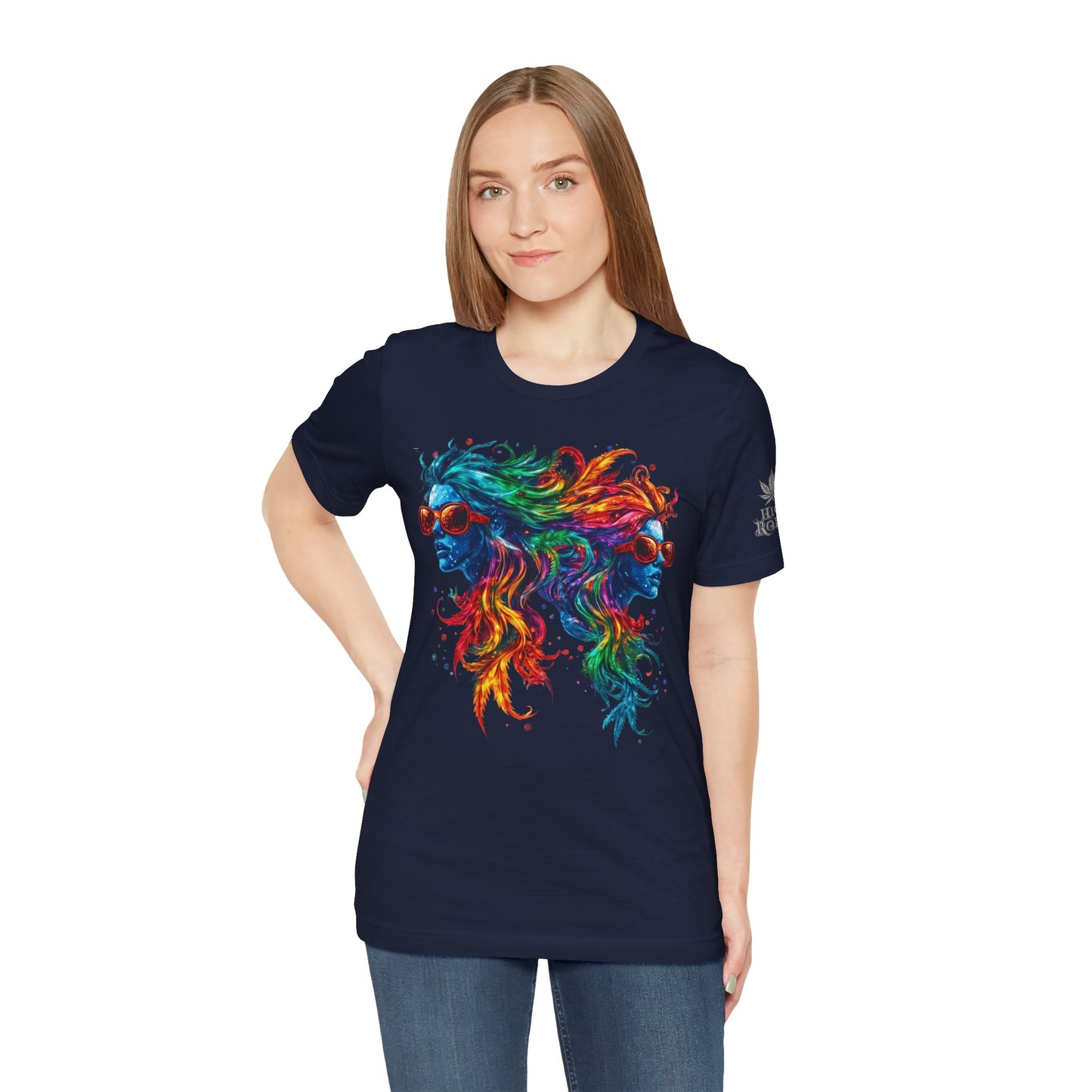 Spectrum Sisters T-Shirt - Premium Airlume Cotton Cannabis Rainbow Psychedelic Art Tee
