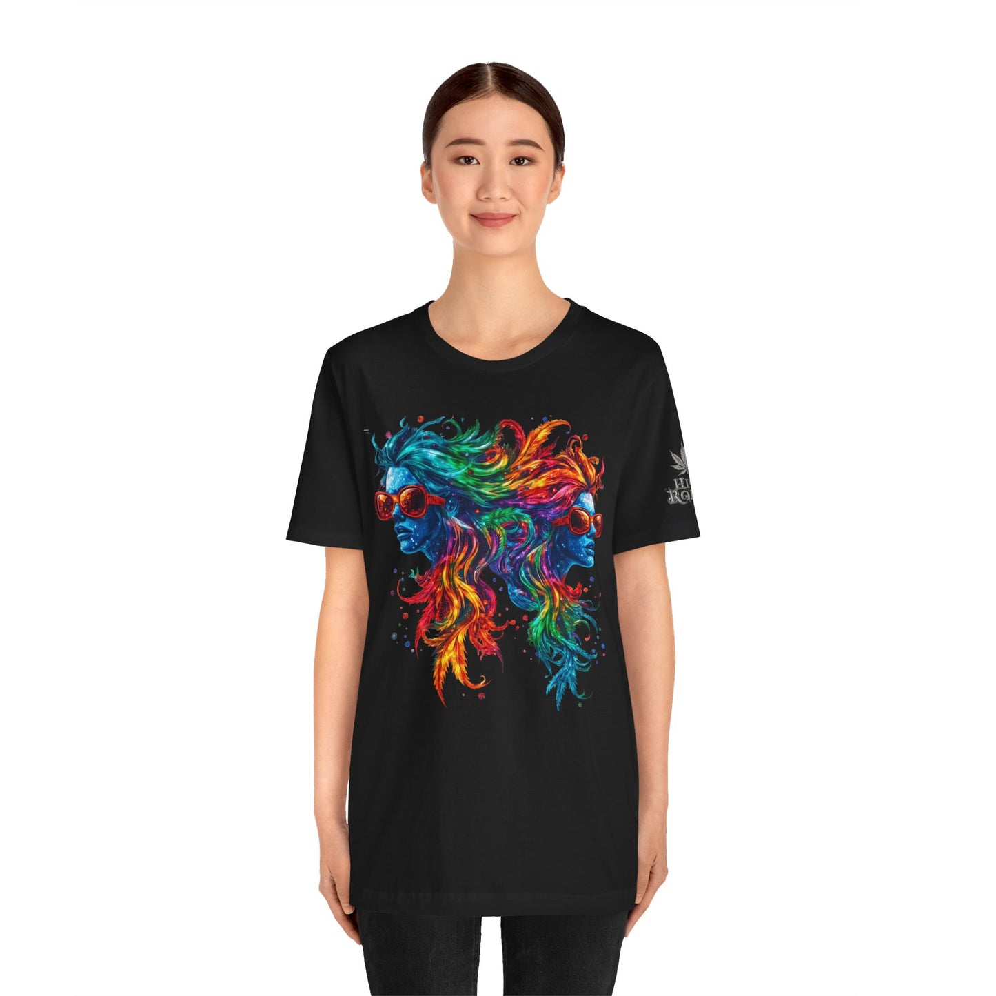 Spectrum Sisters T-Shirt - Premium Airlume Cotton Cannabis Rainbow Psychedelic Art Tee