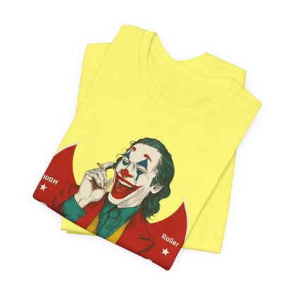 High Roller Villain T-Shirt - Premium Airlume Cotton Cannabis Joker Badge Art Tee