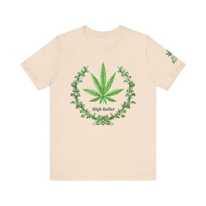 Cannabis Crest Wreath Tee - Botanical Elegance Art Design | High Roller
