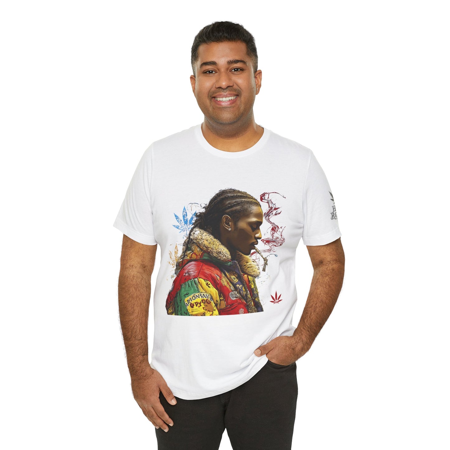 High Roller Profile Smoke Art Cannabis T-Shirt - Premium 420 Hip-Hop Portrait Street Culture Elevated Lifestyle Apparel