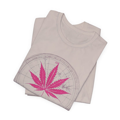 True North Tee - Premium Airlume Cotton Cannabis Culture Compass Navigation Art