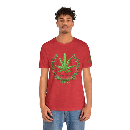 Cannabis Crest Wreath Tee - Botanical Elegance Art Design | High Roller