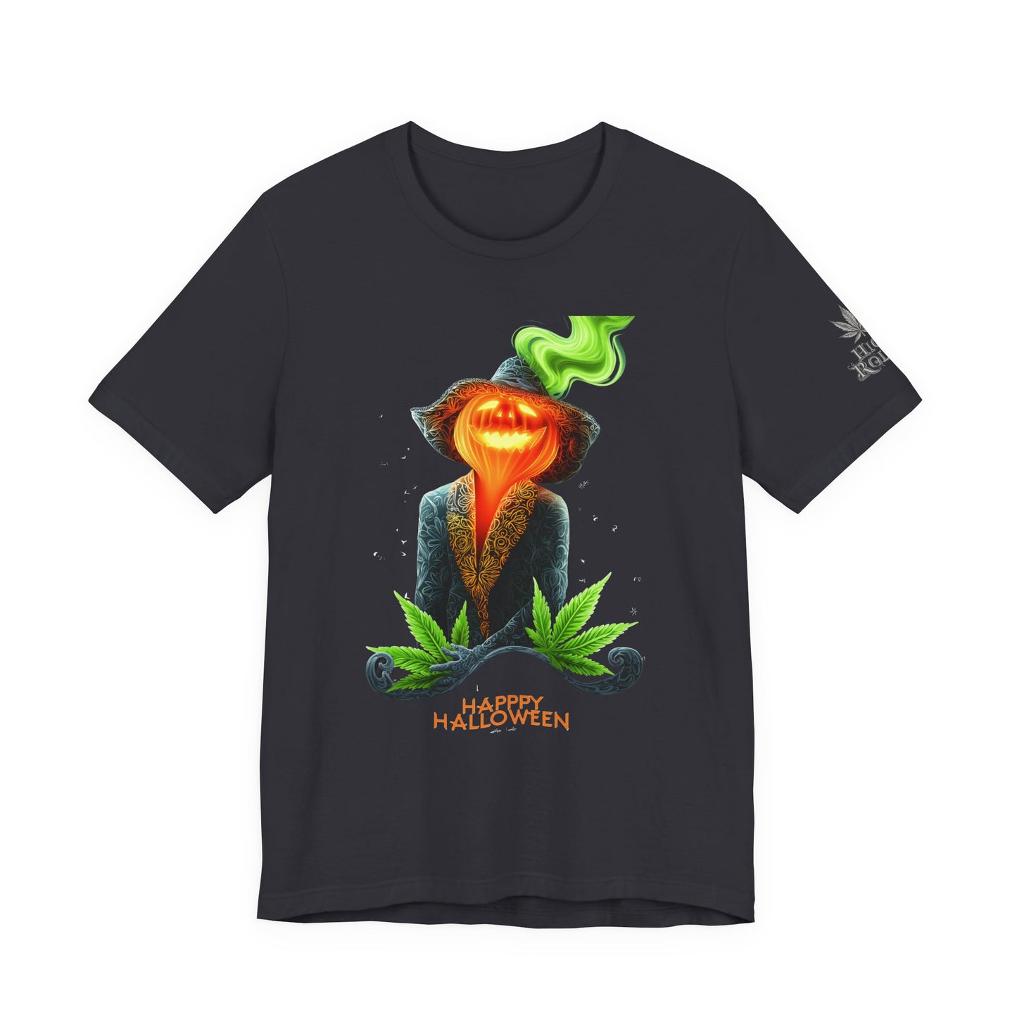 Victorian Pumpkin Gentleman HIGH ROLLER Halloween Cannabis T-Shirt - Premium Jack-o'-Lantern Aristocrat Meditation 420 Apparel