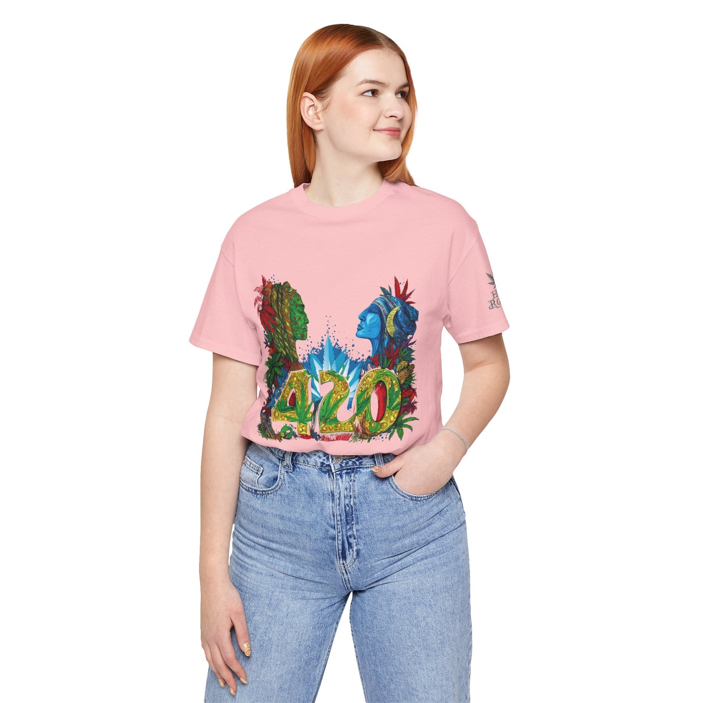 420 Celebration Premium Cannabis Culture T-Shirt - Dual Profile Art With Nature Elements And Bold 420 Typography